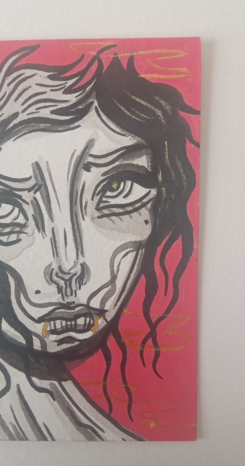 OOAK ACEO Figurative Art Card, Girl Art By ESS22, 3.5 x 2.5 in., Unframed