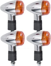 4PCS Motorcycle Turn Signals Amber Chrome Bullet Front Rear Turn Signal 1-7/8"