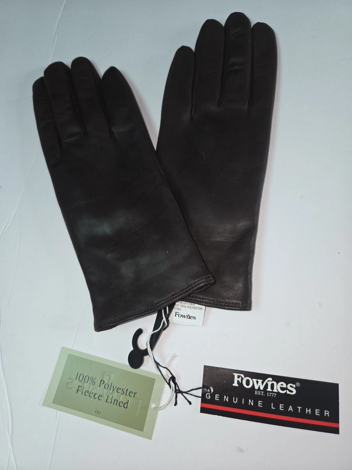 Women's FOWNES Fleece Lined, Leather Gloves ,Black, Medium.