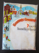 7 Men's vtg White Handkerchiefs 100 Cotton Original Christmas Gift Packaging