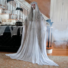 Life Size Ghost Girl Halloween Decoration 5.7 Ft Standing Haunted House Prop