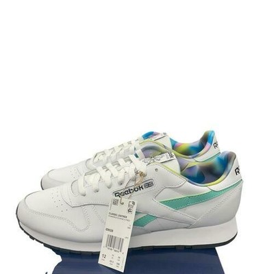 Reebok Classic Leather Running Sneaker ID9520 White/Classic Teal/Lilac Size 14