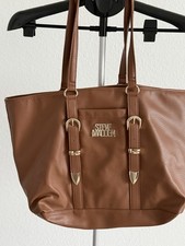 Steve Madden Brown Pebbled Tote Women's Shoulder Bag Zip Closure Gold Hardware