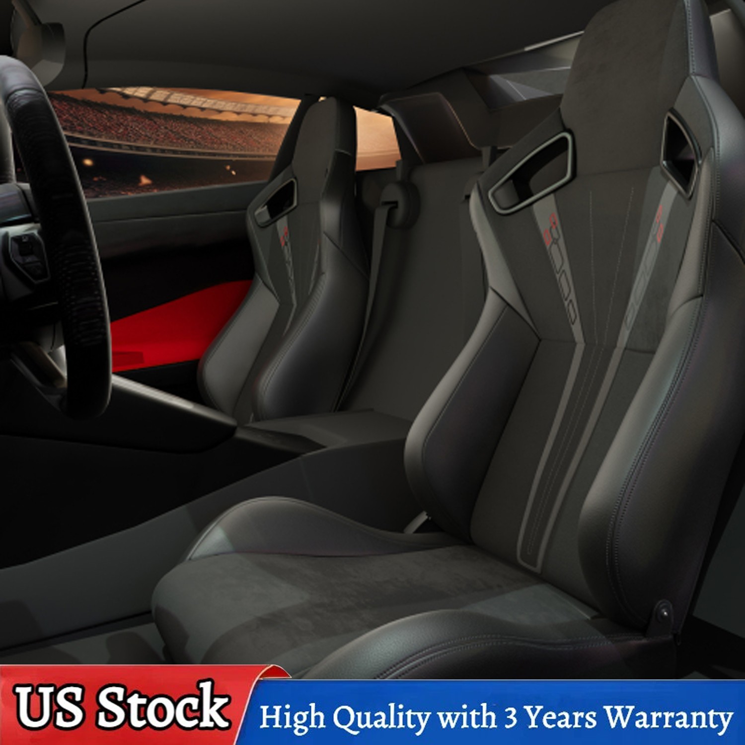 For Acura NSX RSX Integra Pair of Sport Racing Seats Reclinable w/Slider Kit