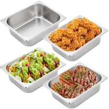 4 Pack Half Size Hotel Pans 1/2 Size 4 Inch Deep Stainless Steel Steam Table