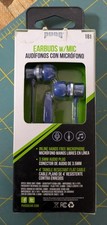 PUGG Earbuds with Inline Hands Free Mic Electric Blue 3.5mm audio plug 4' Cable