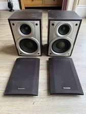 Panasonic SB-PM15 Pair Bookshelf / HiFi Speakers with Covers Dark Wood - Working