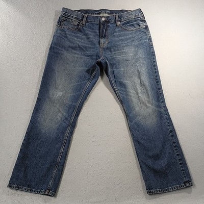 Old Navy Jeans Mens Straight Built In Tough High Rise Denim Blue Actual Sz 39x28