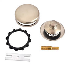 Universal Nufit Push Pull Bathtub Stopper with Grid Strainer, Combo Pin Kit, Bru