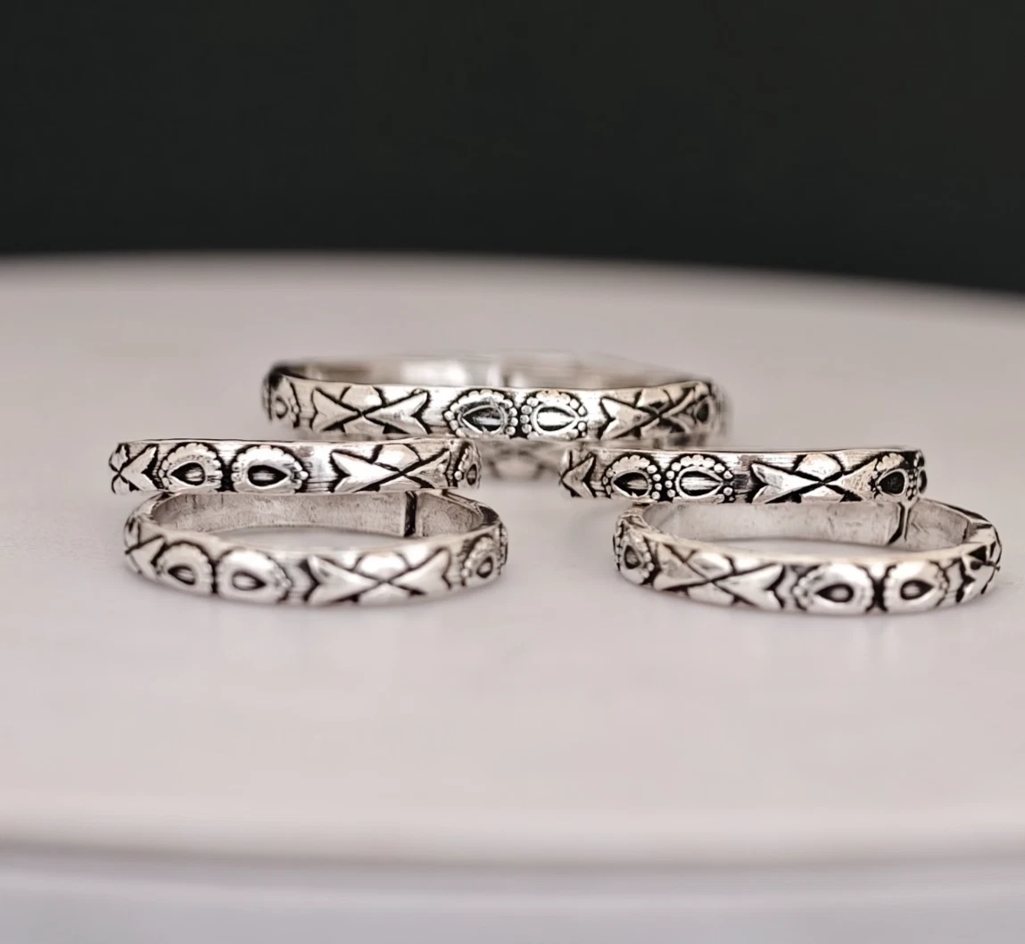 925 Sterling Silber oxidierter Zehenring Handarbeit verstellbar Boho Fußschmuck