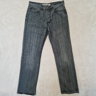 GAP Jeans Herren 30 x 32 schwarz Straight Fit Mid Rise Faded Denim Knopfleiste