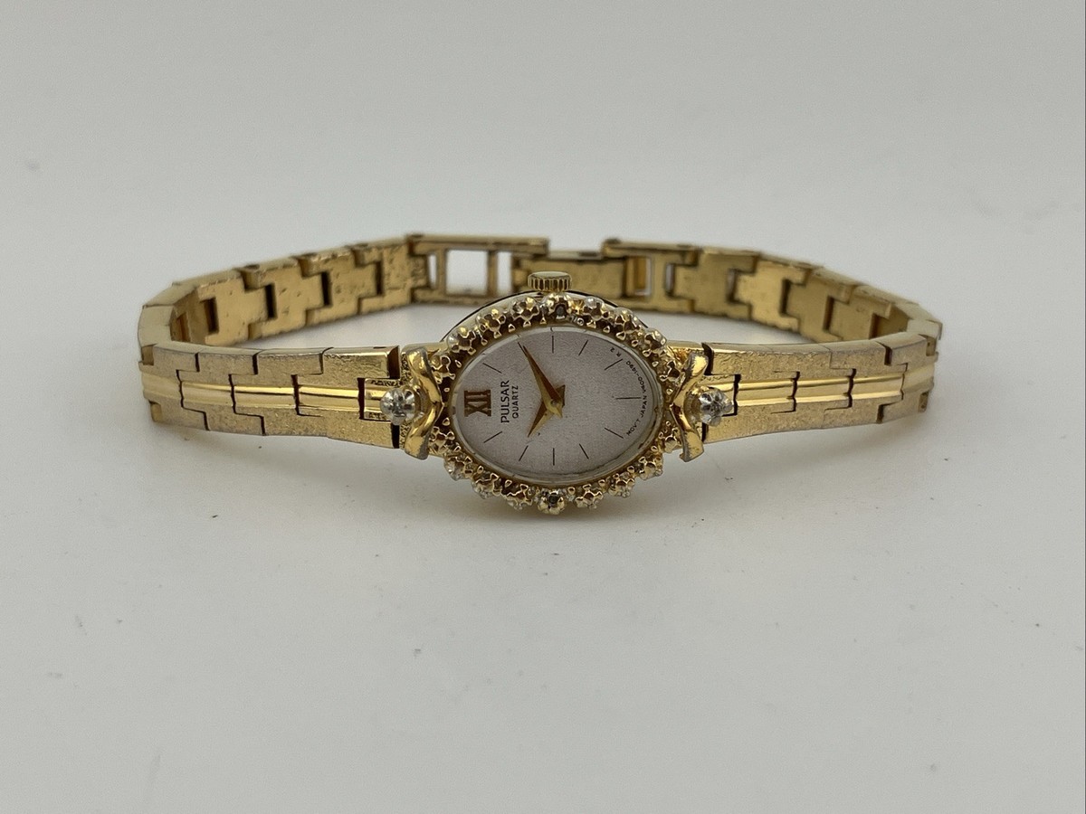 VTG Pulsar Watch Women Black Dial Gold Tone V400-0500 New Battery: No Band s-l1200.jpg main image 3