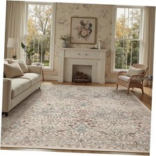 Beige 5x7 Area Rug, Machine Washable Non Slip Stain Resistant Soft Vintage
