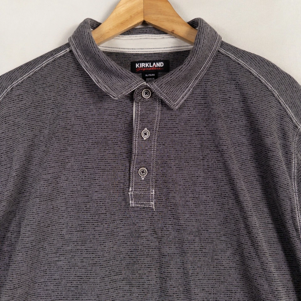 Kirkland Signature Polo Para Hombres XL Lote de 2 Azul Gris Rayas Mezcla Modal Foto 3 de 4