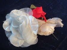 Vintage Millinery Flower Collection Lot White Red Pink Roses 2 1/2-4" H5646