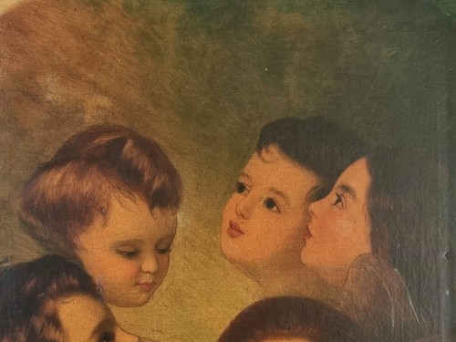 Antique Oil Painting After Joshua Reynolds "The Cherub Choir" 19th Century - Picture 4 of 14