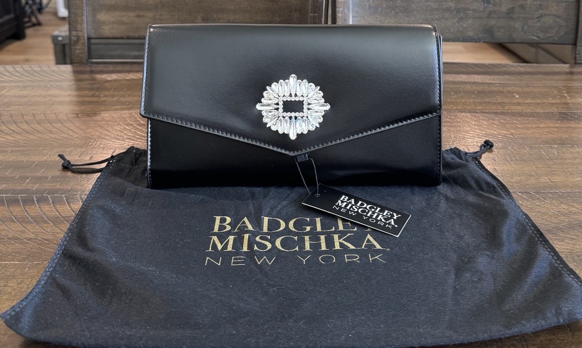 Badgley Mischka NY Black w/Rhinestone Accent Vegan Leather  display picture 2