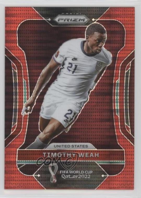 2022 Panini Prizm World Cup Qatar Breakaway Red 45/99 Timothy Weah #207 9v7