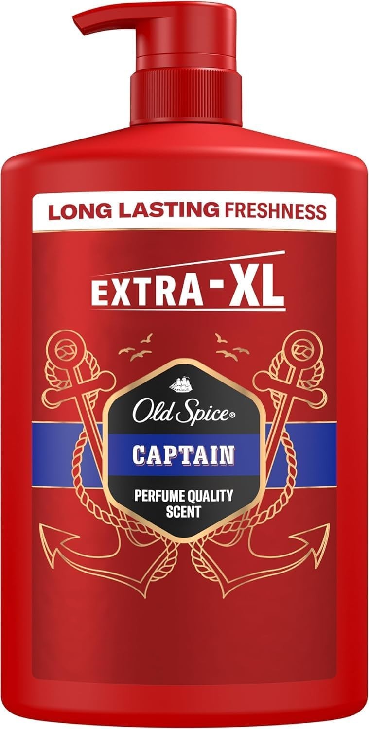 Old Spice Captain Men’s Shower Gel & Shampoo 1000ml, Multi-Use 3-in-1 Body-Ha