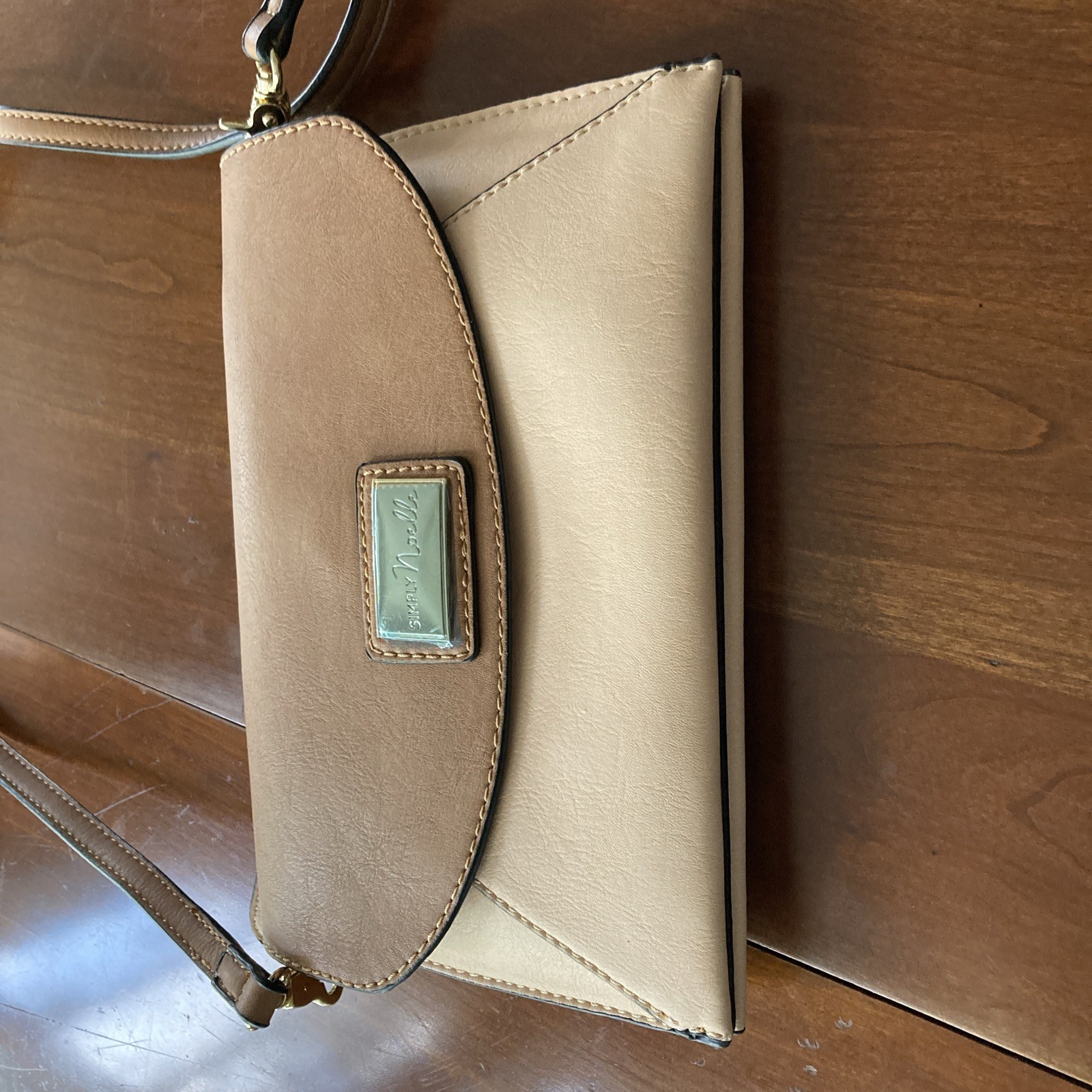 Simply Noelle beige/brown Mini Wallet Purse with Crossbody Strap