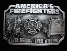 OI25149 VINTAGE 1983 AMERICA'S FIREFIGHTERS COMMEMORATIVE SISKIYOU BUCKLE
