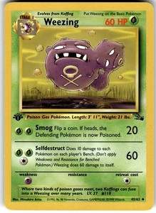 Weezing 45/62 Fossil 1st Edition Uncommon