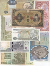 World Banknotes, Lot of 8, Mixed Collection, Heavily Used, WBN-52