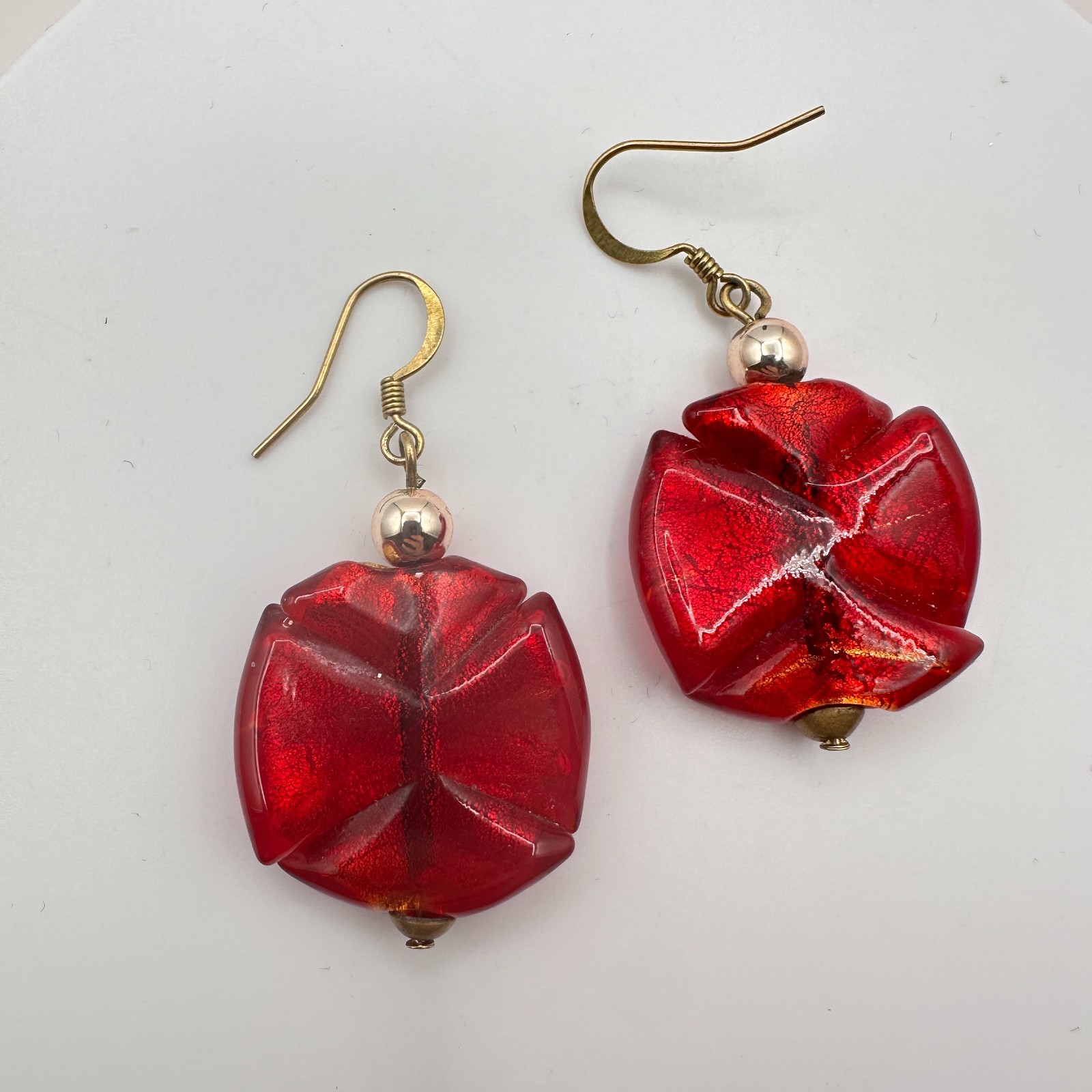 Vintage 90s Gold Tone Dangle Earrings Statement Women's Classic Fashion Jewelry