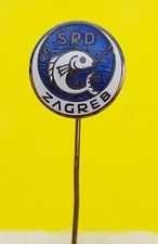 SRD Zagreb, Fishing, Angeln, Peche, Fish, hook, haken, vintage badge KASUN 1960s