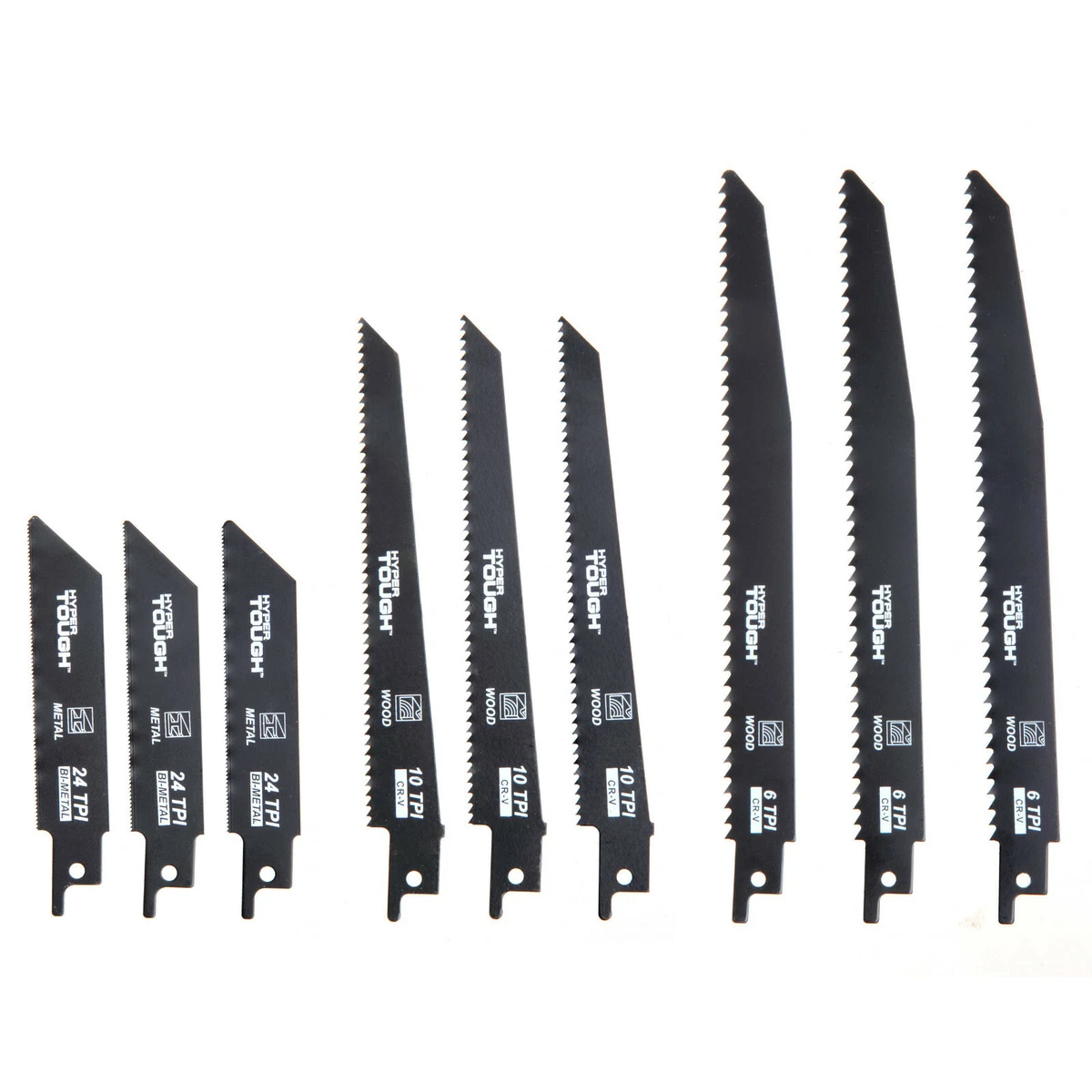 Hyper Tough 9 Piece RECIPROCATING SAW BLADE SET Wood Metal 4 6 8