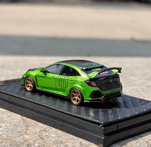 YM MODEL 1:64 CIVIC Type R FK8 cover trasparente resina verde modellino auto - Foto 3 di 6