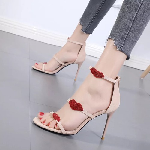 Sandales Femme à Talon 9cm - Beige Transparent - Cuir Synthétique - Confortable - Neuves Avec Emballage