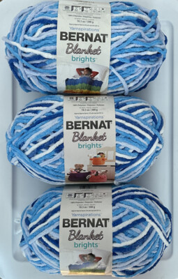 Lot of 3 BERNAT BLANKET BRIGHTS in WATERSLIDE Variegated 10.5oz 220yds