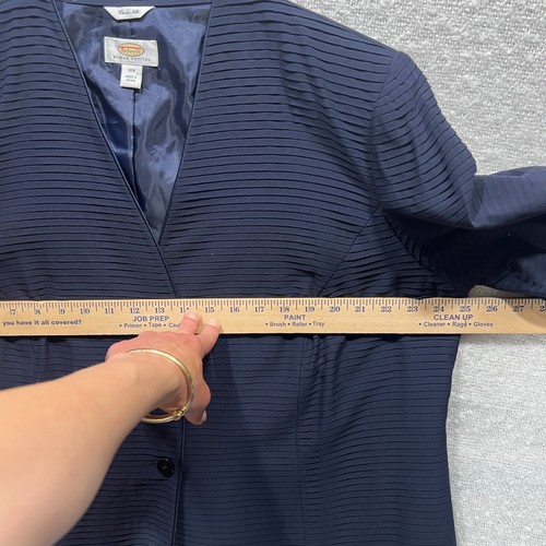 Talbots Womens Petites 18W 100% Silk Navy Blazer Shoulder Pads Classic Tiered - Picture 7 of 11