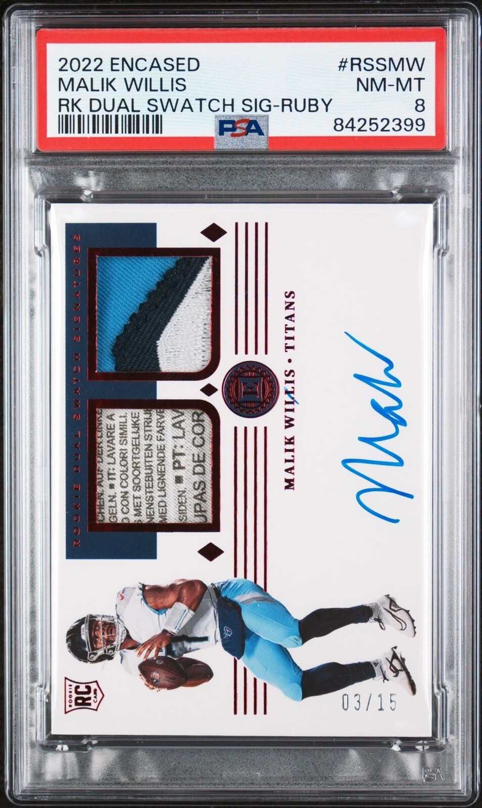 Malik Willis Panini National Treasures Crossover Rookie Patch Autograph #MW Laundry Tag