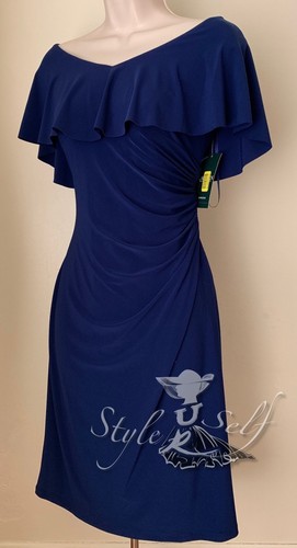 Lauren Ralph Lauren V-Neck Ruched Jersey Dress NWT Size 10 - Picture 5 of 6