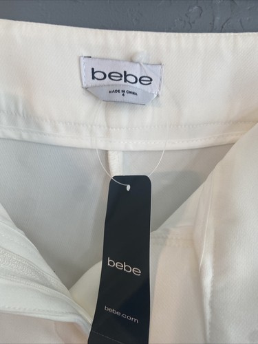 Bebe Women's Dress Pants Size 4 Natural Waist Back Elastic Detail Slim Leg White - Picture 5 of 7
