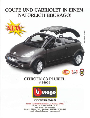 Bburago Werbeseite Citroen C3 Pluriel in 1-18...#0406m