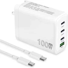 100W 20V GaN 4-Port USB C Wall Charger For iPhone Samsung  ASUS with USB-C Cable