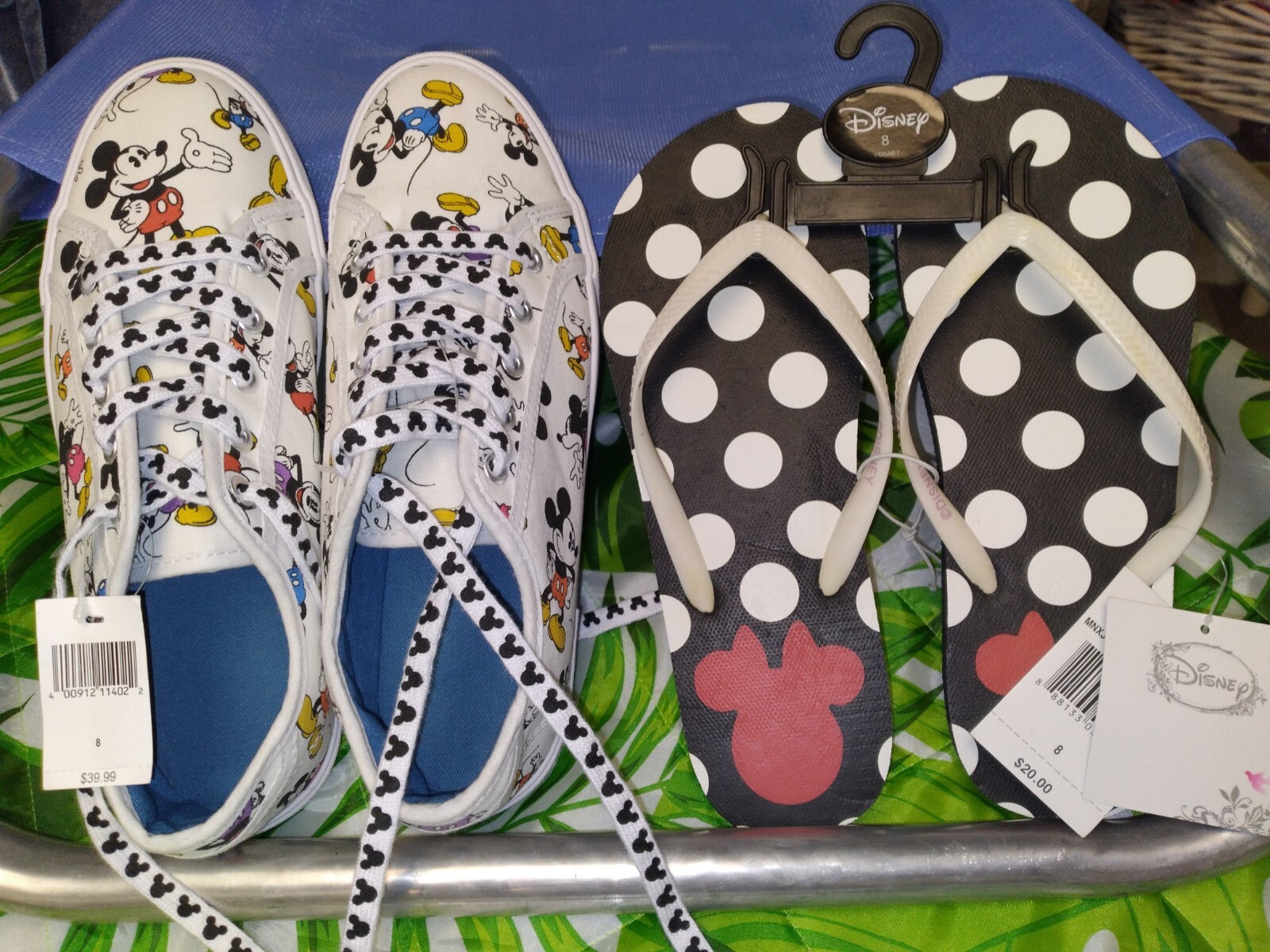 LOTTO DISNEY 2 PR DONNA 8 SCARPE DA GINNASTICA E INFRADITO VINTAGE A POIS RARE! TG.8 nuovo con etichetta