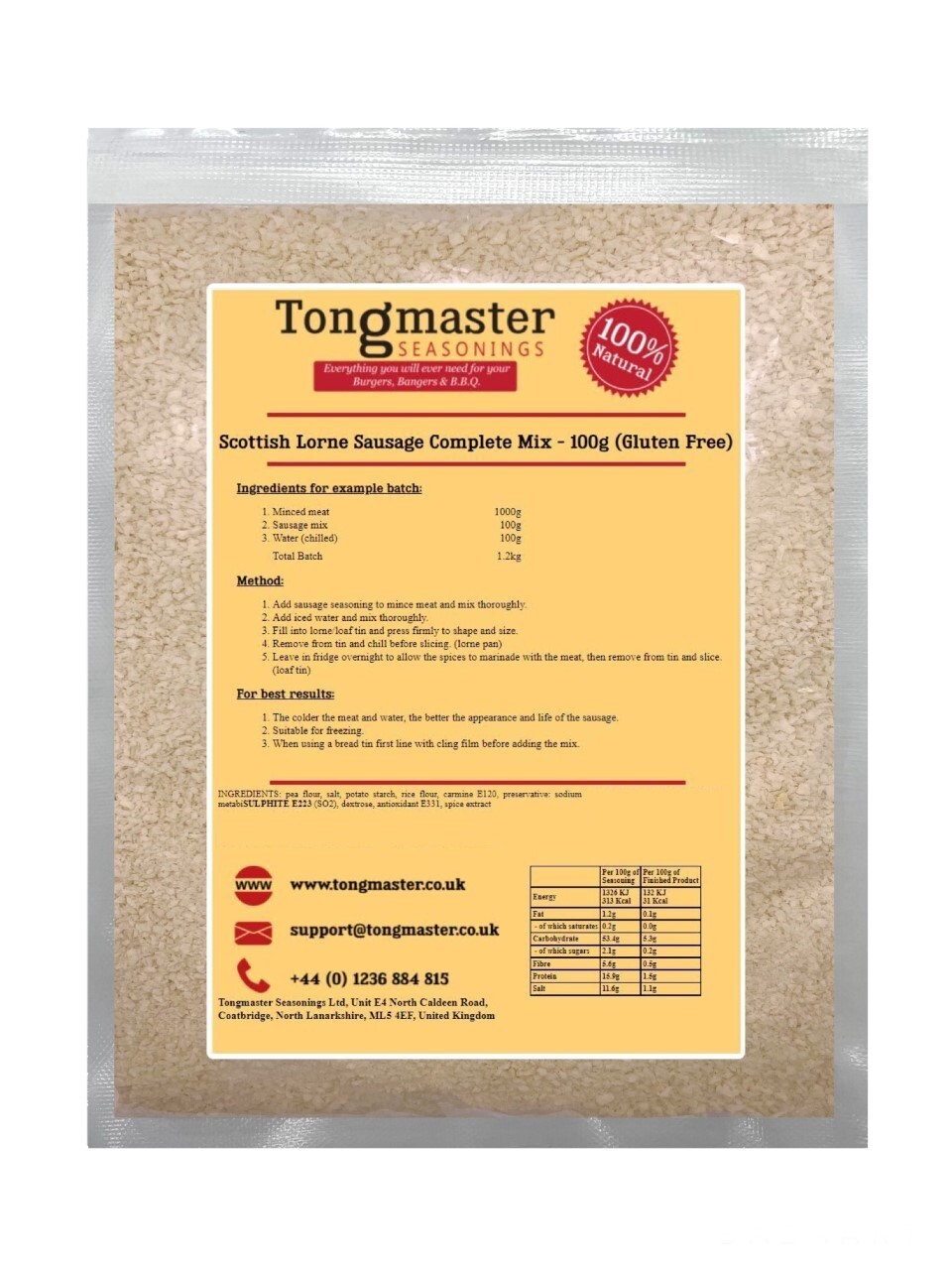 Scottish Lorne Sausage Complete Mix - 100g (Gluten Free)