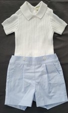 NWT NEW Fendi baby boys 2pc, white sweater with matching blue shorts 3m BML110