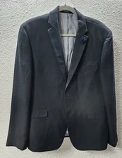 Perry Ellis Portfolio Mens Slim Fit Sports Blazer Suit, Black, 42R