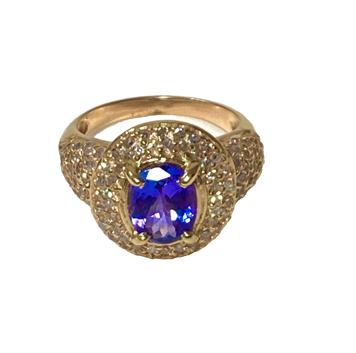 Tanzanite Jtv 10 Karat Gold Rings Blue Tanzanite With White