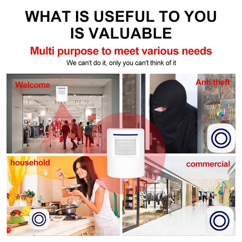 Restaurant Shop Door Entry Wireless Motion Sensor Door Chime Door Bell Alarm AU - Picture 12 of 17