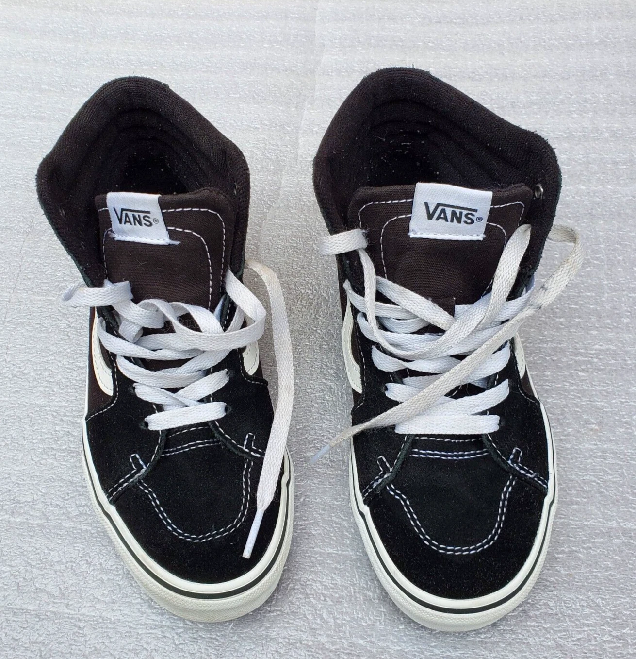 VANS Scarpe da Ragazzo Nero Scamosciato Scarpe da Skateboard Alte Taglia:3