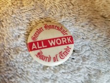De colección Greater Honesdale PA Junta de Comercio TODO EL TRABAJO Pinback Pin Botón 1"