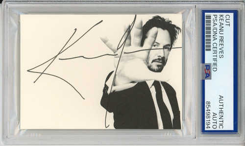 SIGNED Keanu Reeves B&W Picture Cut Signature Photograph PSA DNA COA ...
