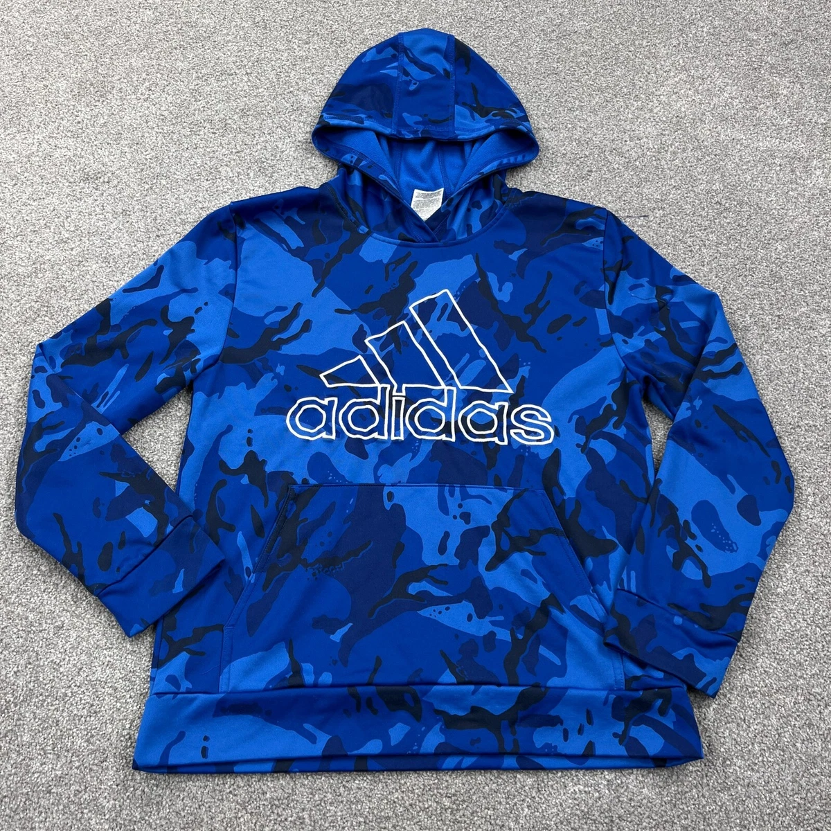 chap At vise Hen imod Adidas Hoodie Boys Large Blue Camo Pullover Hooded Sweatshirt Sweater Youth  Kid* | eBay