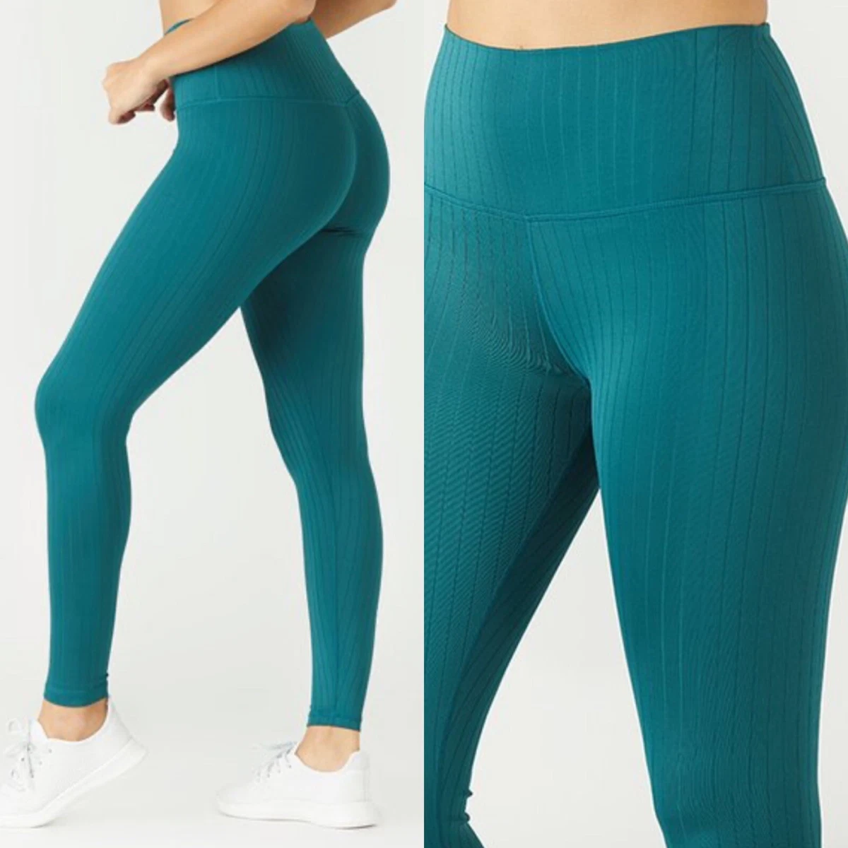 NWT Glyder High Power Flat Ribbed High Waist Leggings Dark Teal